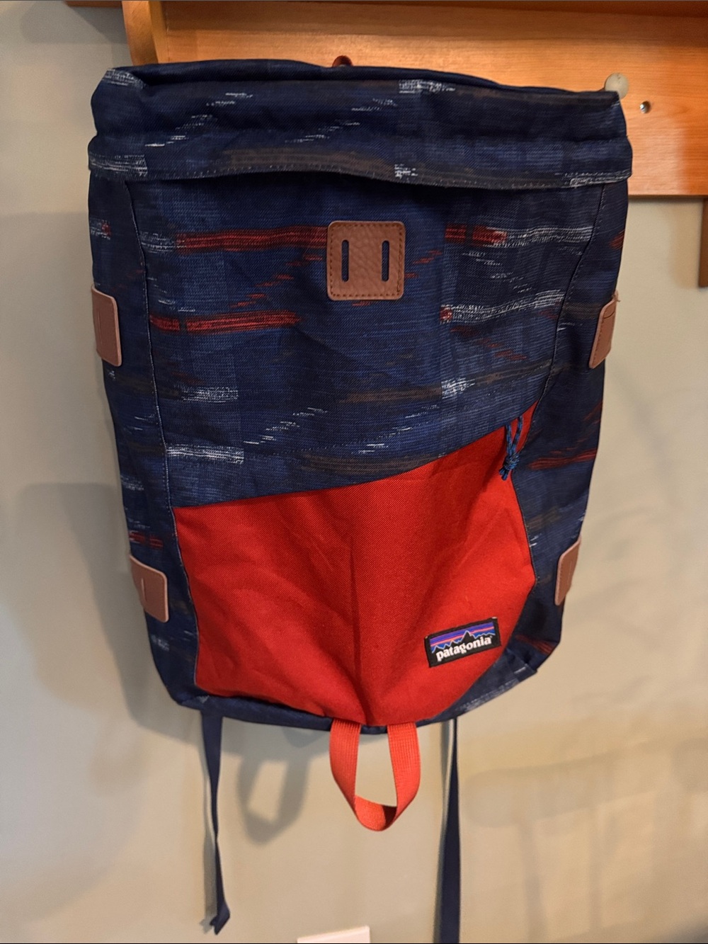 Patagonia Toromiro 22L backpack in the Elwha Ikat Navy Blue pattern